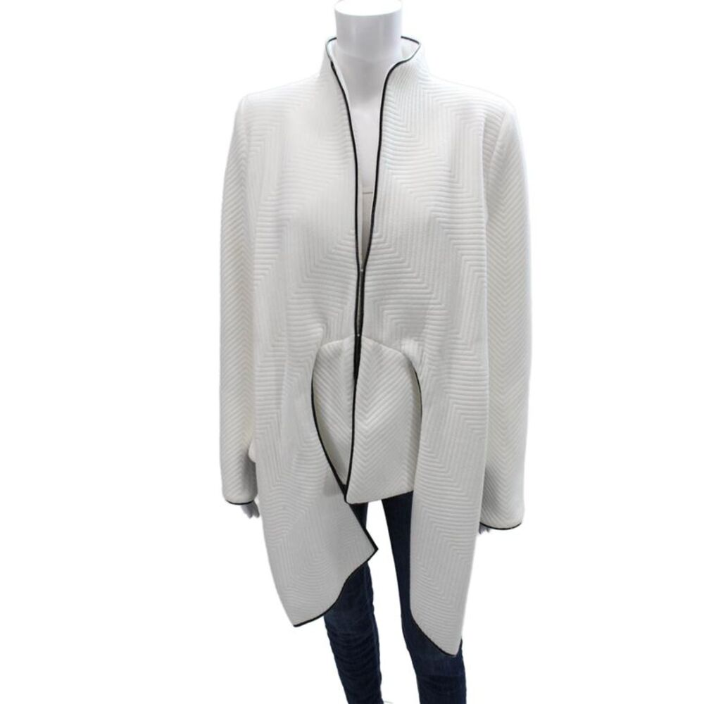 Jackie Rogers Womens Quilted Wool Blend Geometric Zip Long Sleeve Jacket Size M